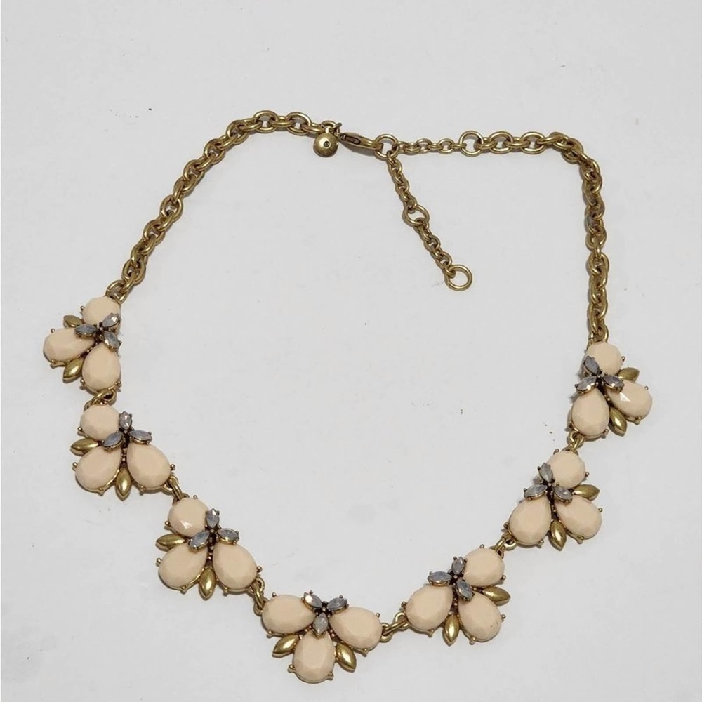 J. CREW gold neutral floral bibb necklace‎